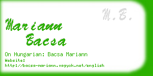 mariann bacsa business card